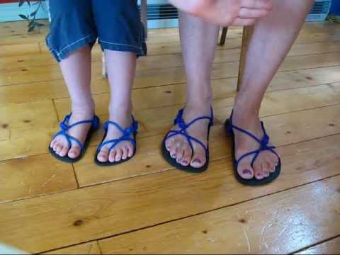 PART 1/3: No knot tying methods for the Xero (Invisible) Shoe Running Huarache Sandal kids &amp; adults