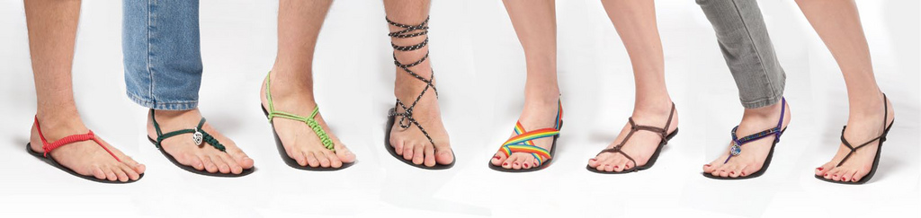 Many ways to tie barefoot sandals